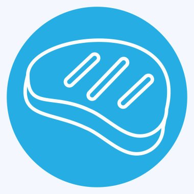 İkon Biftek. BBQ sembolüyle ilgili. Mavi gözlü. dizayn edilebilir