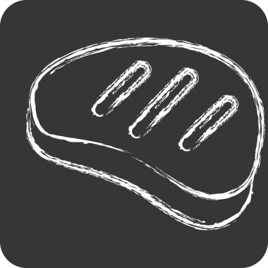 İkon Biftek. BBQ sembolüyle ilgili. Tebeşir stili. dizayn edilebilir