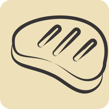 İkon Biftek. BBQ sembolüyle ilgili. El çizimi tarzı. dizayn edilebilir