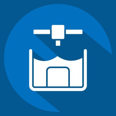 Icon Stereolitho Grafik. Yazdırma sembolüyle ilgili. Uzun gölge tarzı. dizayn edilebilir