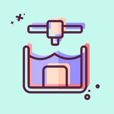 Icon Stereolitho Grafik. Yazdırma sembolüyle ilgili. MBE tarzı. dizayn edilebilir