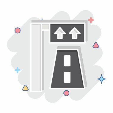 Simge Çizgisi İşareti. Şehir merkezinin sembolüyle ilgili. Çizgi roman. dizayn edilebilir