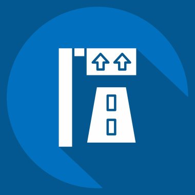 Simge Çizgisi İşareti. Şehir merkezinin sembolüyle ilgili. Uzun gölge tarzı. dizayn edilebilir