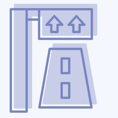 Simge Çizgisi İşareti. Şehir merkezinin sembolüyle ilgili. İki ton stili. dizayn edilebilir