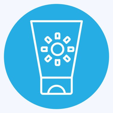 Simge Güneş Kremi. Dermatoloji sembolüyle ilgili. Mavi gözlü. dizayn edilebilir