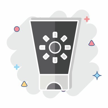 Simge Güneş Kremi. Dermatoloji sembolüyle ilgili. Çizgi roman. dizayn edilebilir