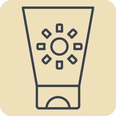 Simge Güneş Kremi. Dermatoloji sembolüyle ilgili. El çizimi tarzı. dizayn edilebilir