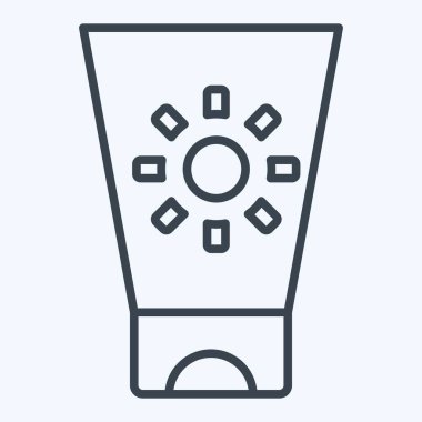 Simge Güneş Kremi. Dermatoloji sembolüyle ilgili. Sıra tarzı. dizayn edilebilir