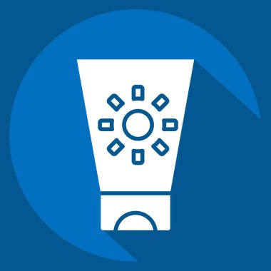 Simge Güneş Kremi. Dermatoloji sembolüyle ilgili. Uzun gölge tarzı. dizayn edilebilir