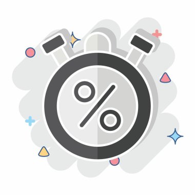 Simge Vergi Zamanlayıcısı. Vergi sembolüyle ilgili. Çizgi roman. dizayn edilebilir