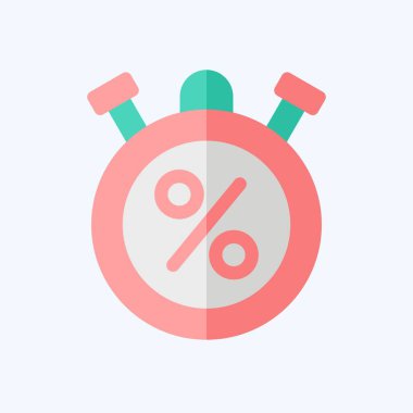 Simge Vergi Zamanlayıcısı. Vergi sembolüyle ilgili. Düz stil. dizayn edilebilir