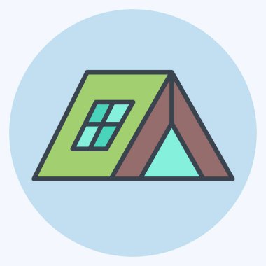 Simge Çadırı. Macera sembolüyle ilgili. renk arkadaşı stili. dizayn edilebilir