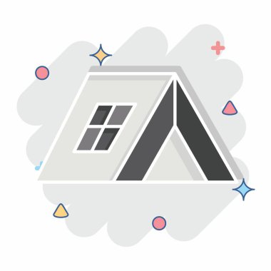 Simge Çadırı. Macera sembolüyle ilgili. Çizgi roman. dizayn edilebilir