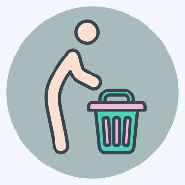 Simge Fırlat. Atık sembolüyle ilgili. renk arkadaşı stili. dizayn edilebilir