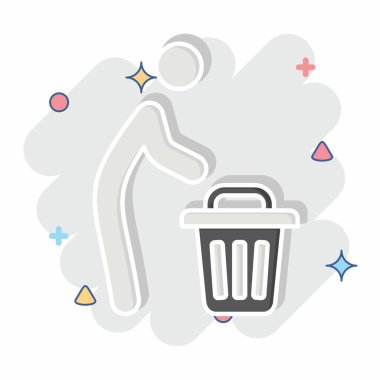 Simge Fırlat. Atık sembolüyle ilgili. Çizgi roman. dizayn edilebilir