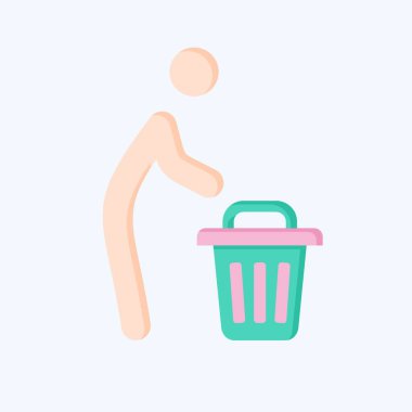 Simge Fırlat. Atık sembolüyle ilgili. Düz stil. dizayn edilebilir