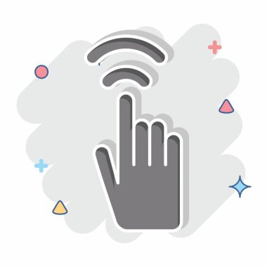 Simge Dokunmatik Sensörü. Sensörlerin sembolüyle ilgili. Çizgi roman. dizayn edilebilir