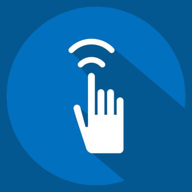 Simge Dokunmatik Sensörü. Sensörlerin sembolüyle ilgili. Uzun gölge tarzı. dizayn edilebilir