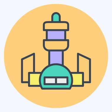 Simge Kulesi. Şehir merkezinin sembolüyle ilgili. renk arkadaşı stili. dizayn edilebilir