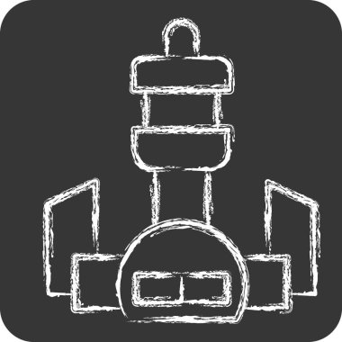 Simge Kulesi. Şehir merkezinin sembolüyle ilgili. Tebeşir stili. dizayn edilebilir