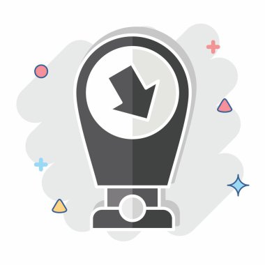 Simge Trafik İşareti. Şehir merkezinin sembolüyle ilgili. Çizgi roman. dizayn edilebilir