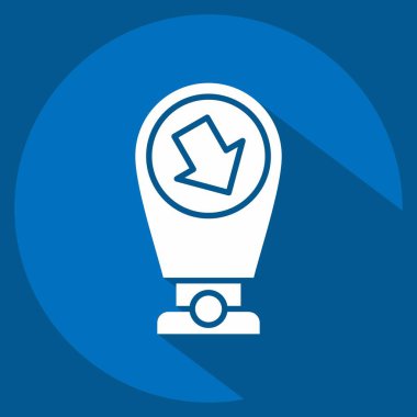 Simge Trafik İşareti. Şehir merkezinin sembolüyle ilgili. Uzun gölge tarzı. dizayn edilebilir