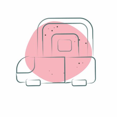 Simge Tren İstasyonu. Şehir merkezinin sembolüyle ilgili. Renkli Leke Biçimi. dizayn edilebilir