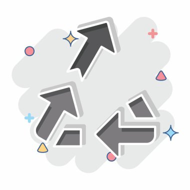 Simge yükseltme. Atık sembolüyle ilgili. Çizgi roman. dizayn edilebilir