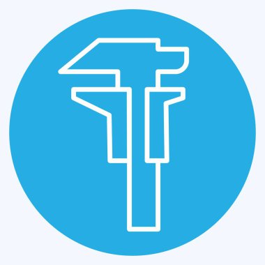 Icon Vernier Caliper. Yazdırma sembolüyle ilgili. Mavi gözlü. dizayn edilebilir