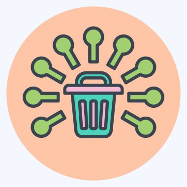 Simge Atık Yönetimi. Atık sembolüyle ilgili. renk arkadaşı stili. dizayn edilebilir