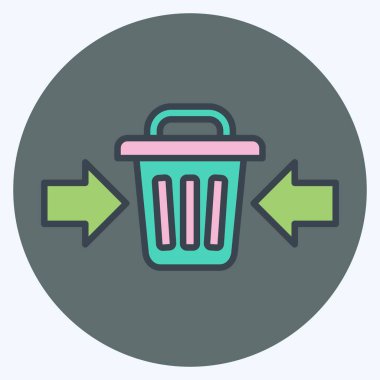 Simge Atık Azaltma. Atık sembolüyle ilgili. renk arkadaşı stili. dizayn edilebilir