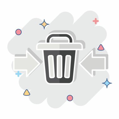 Simge Atık Azaltma. Atık sembolüyle ilgili. Çizgi roman. dizayn edilebilir