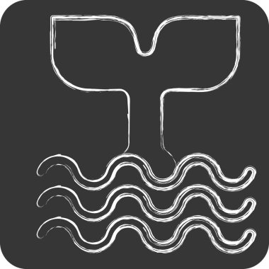 İkon Balina Kuyruğu. Hayvanlar sembolüyle ilgili. Tebeşir stili. dizayn edilebilir