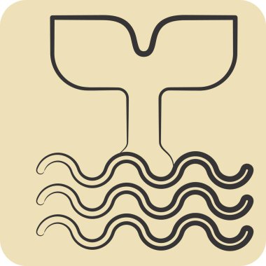 İkon Balina Kuyruğu. Hayvanlar sembolüyle ilgili. El çizimi tarzı. dizayn edilebilir