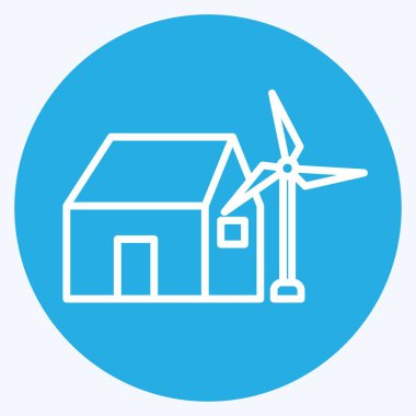 İkon Rüzgâr Gücü Evi. Sera sembolüyle ilgili. Mavi gözlü. dizayn edilebilir