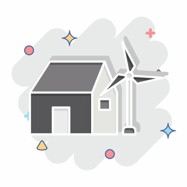 İkon Rüzgâr Gücü Evi. Sera sembolüyle ilgili. Çizgi roman. dizayn edilebilir