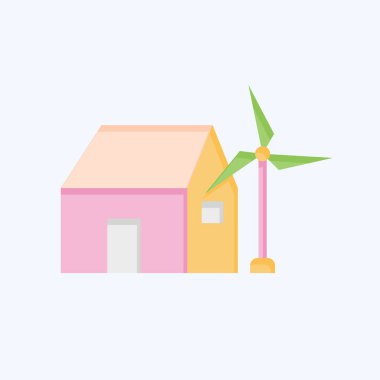 İkon Rüzgâr Gücü Evi. Sera sembolüyle ilgili. Düz stil. dizayn edilebilir