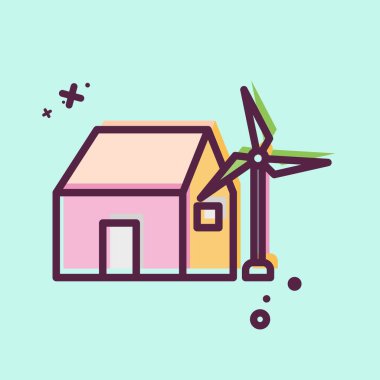 İkon Rüzgâr Gücü Evi. Sera sembolüyle ilgili. MBE tarzı. dizayn edilebilir