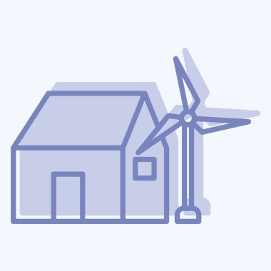 İkon Rüzgâr Gücü Evi. Sera sembolüyle ilgili. İki ton stili. dizayn edilebilir