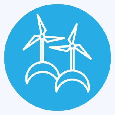 İkon Rüzgâr Türbini. Sera sembolüyle ilgili. Mavi gözlü. dizayn edilebilir