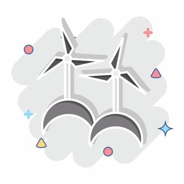 İkon Rüzgâr Türbini. Sera sembolüyle ilgili. Çizgi roman. dizayn edilebilir