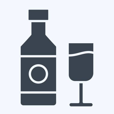 Simge şarabı. Meşrubat sembolüyle ilgili. Kabartma tarzı. dizayn edilebilir