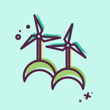 İkon Rüzgâr Türbini. Sera sembolüyle ilgili. MBE tarzı. dizayn edilebilir