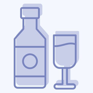 Simge şarabı. Meşrubat sembolüyle ilgili. İki ton stili. dizayn edilebilir