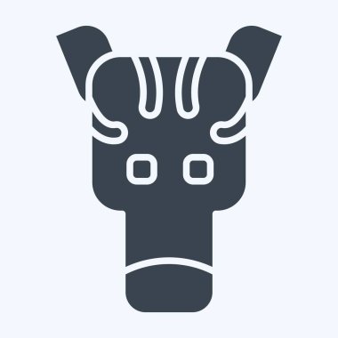 Simge Zebra. Hayvanlar sembolüyle ilgili. Kabartma tarzı. dizayn edilebilir