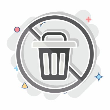 Simge Sıfır Atık. Atık sembolüyle ilgili. Çizgi roman. dizayn edilebilir