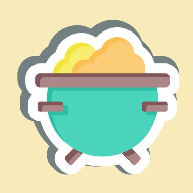 Etiketli Kazan. Cadılar Bayramı sembolüyle ilgili. dizayn edilebilir