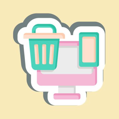 Çıkartma E Atık. Atık sembolüyle ilgili. dizayn edilebilir