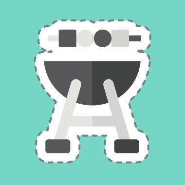 Çıkartma çizgisi BBQ 'yu kesti. BBQ sembolüyle ilgili. dizayn edilebilir