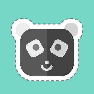 Çıkartma çizgisi Panda 'yı kesti. Hayvanlar sembolüyle ilgili. dizayn edilebilir
